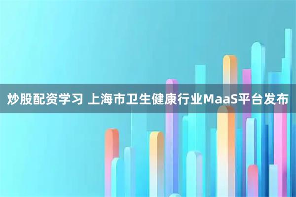 炒股配资学习 上海市卫生健康行业MaaS平台发布